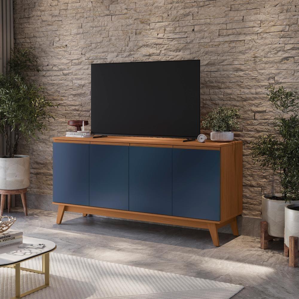 Miniatura Aparador Kappesberg 4 Portas Canela/azul 156cm