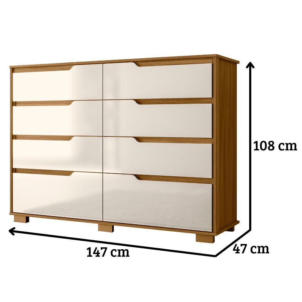 Cômoda Georgia 8 Gavetas Freijó Off White Moval