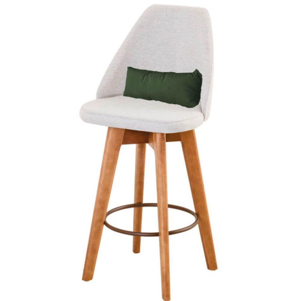 Miniatura Kit 07 Banquetas Linho Bege E Almofada Suede Verde Musgo