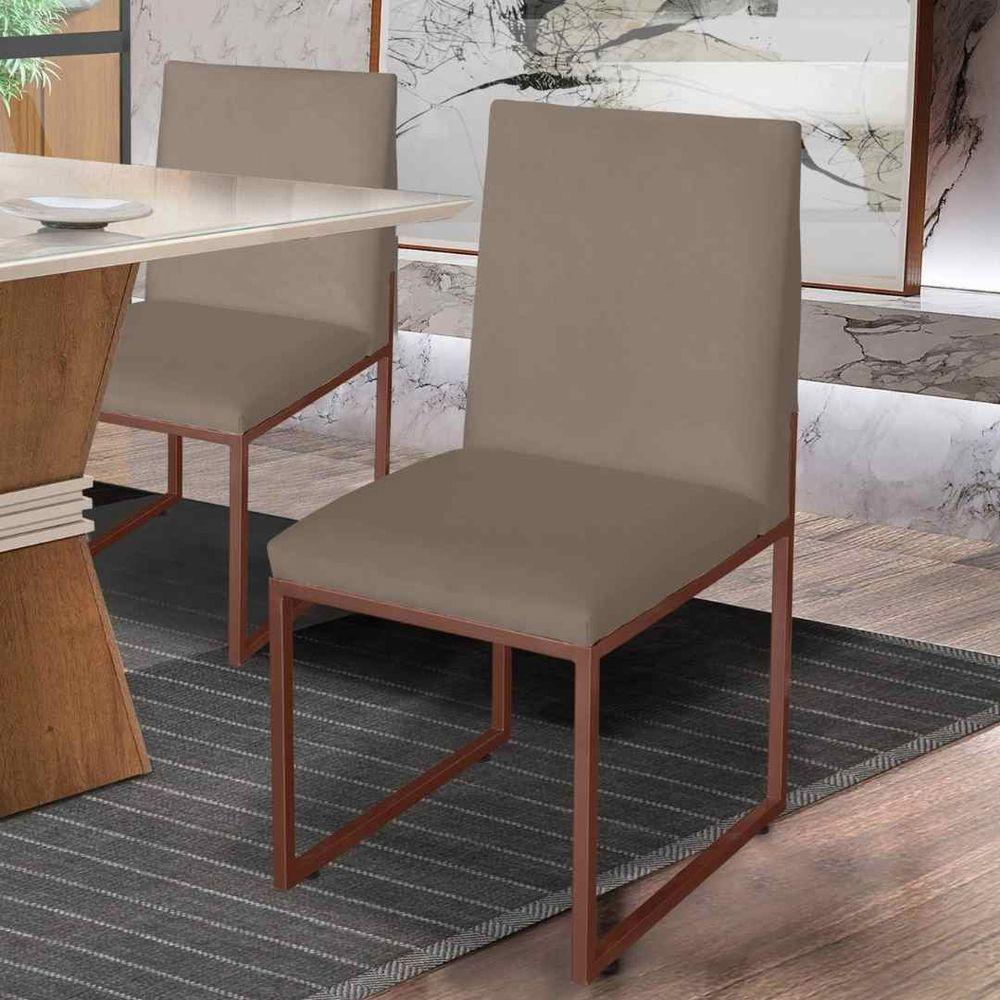 Miniatura Cadeira De Jantar Escritorio Industrial Garden Ferro Bronze Suede Cappuccino