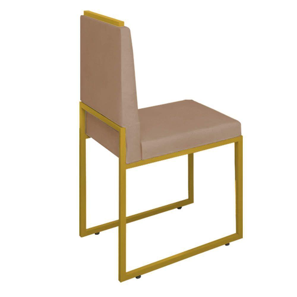 Miniatura Cadeira Sala Jantar Barcelona – Base Metal Dourado – Veludo Cor:capuccino