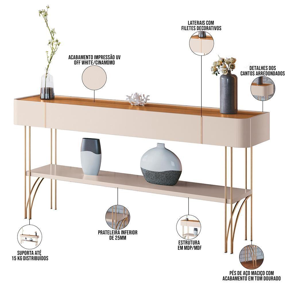 Aparador Decorativo Industrial Sala De Estar Jantar La Vie B01 Off White Cinamomo - Lyam Decor