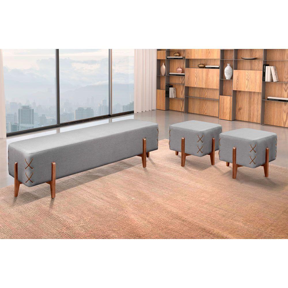 Miniatura Recamier Eros Luxo Base Em Madeira Maciça Castellar Móbile Cinza