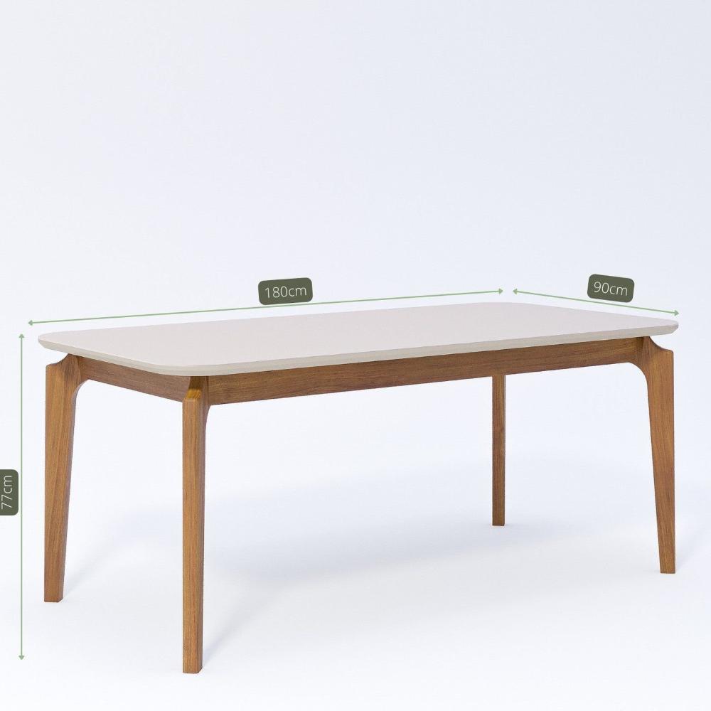 Miniatura Mesa Ficus 77cm X 90cm X 180cm Tampo em Mdf Madeira/Off White