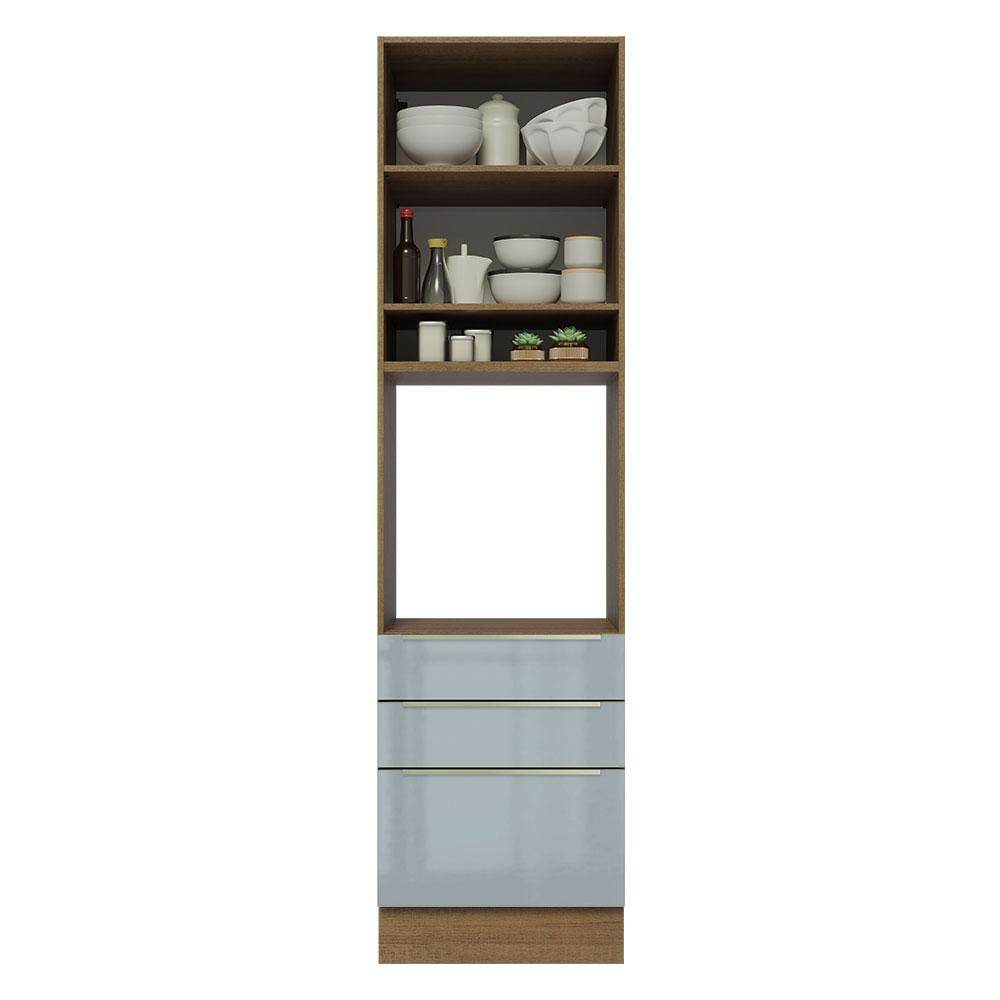 Miniatura Torre Quente Madesa Lux 60 cm 1 Porta 3 Gavetas - Rustic/Cinza Rustic/Cinza