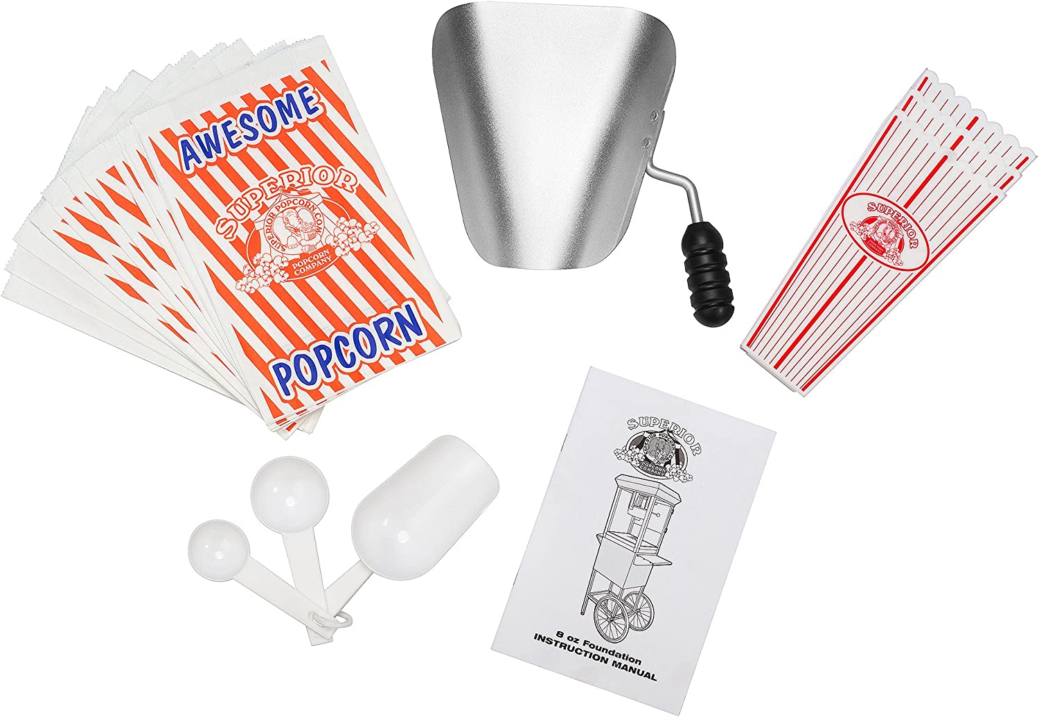 Carnival Popcorn Popper Machine With CartMakes Approx 3 Gallons Per Batch by Superior Popcorn Company 8 oz Red