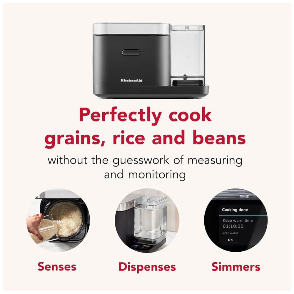 Panela de Arroz KitchenAid 8 Xícaras com Balança Integrada, Tanque de Água e Sensoriamento Automático. Cozinha Arroz e Grãos com Precisão.