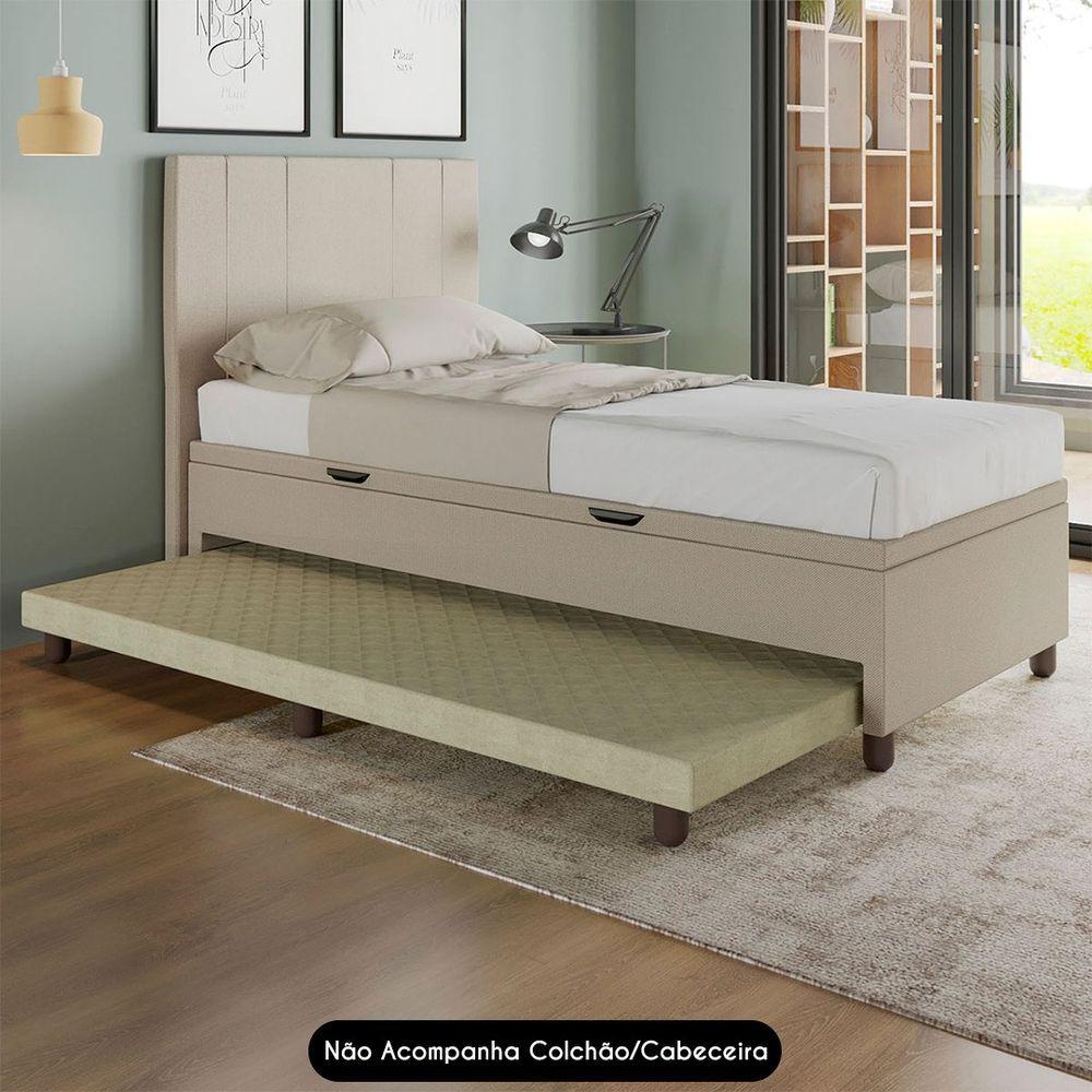 Miniatura Bicama Casal Box Com Baú 138x188cm Samy S05 Linho Bege - Mpozenato