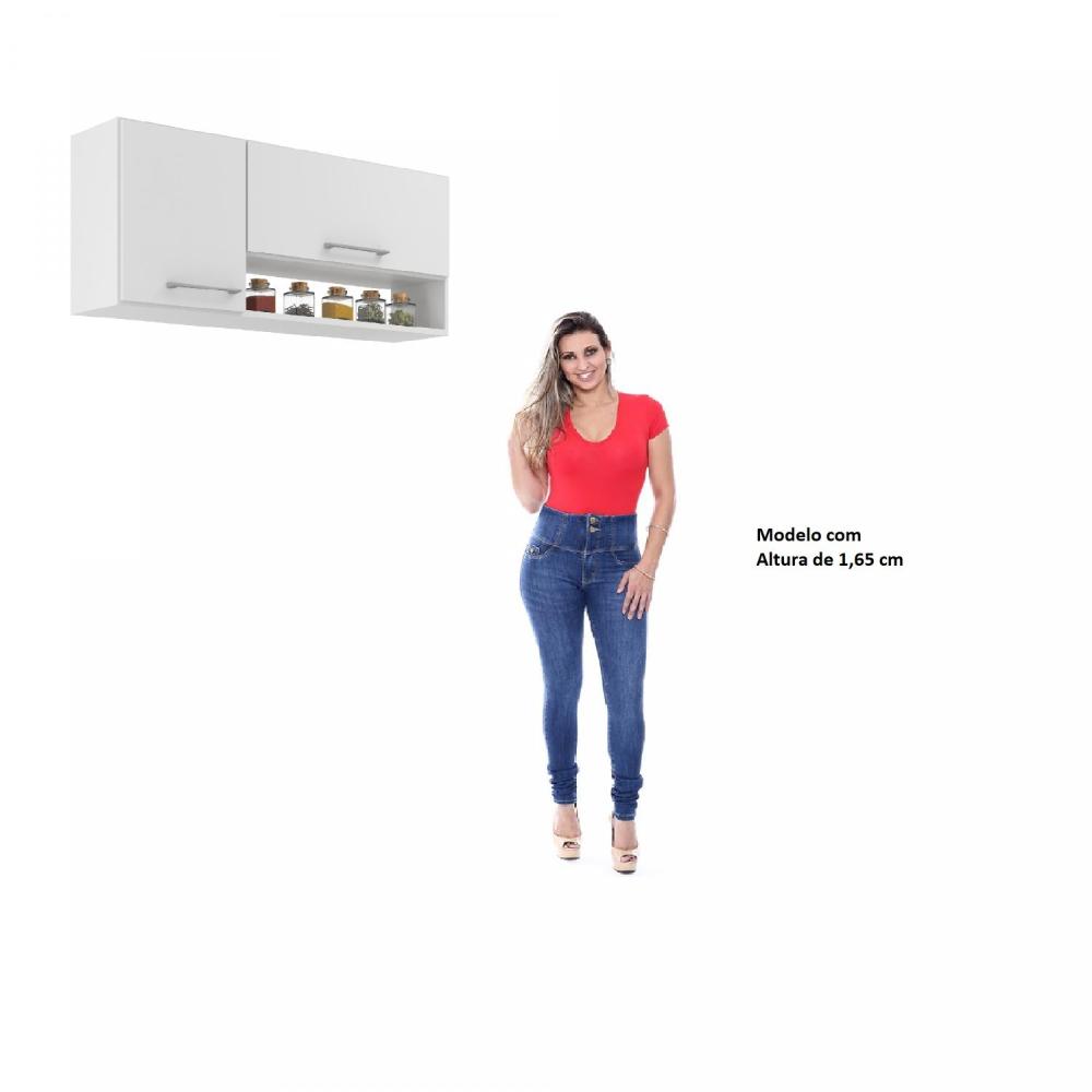 Miniatura Armário Aéreo de Cozinha 2 Portas com Nicho Alana J Carvalho Branco