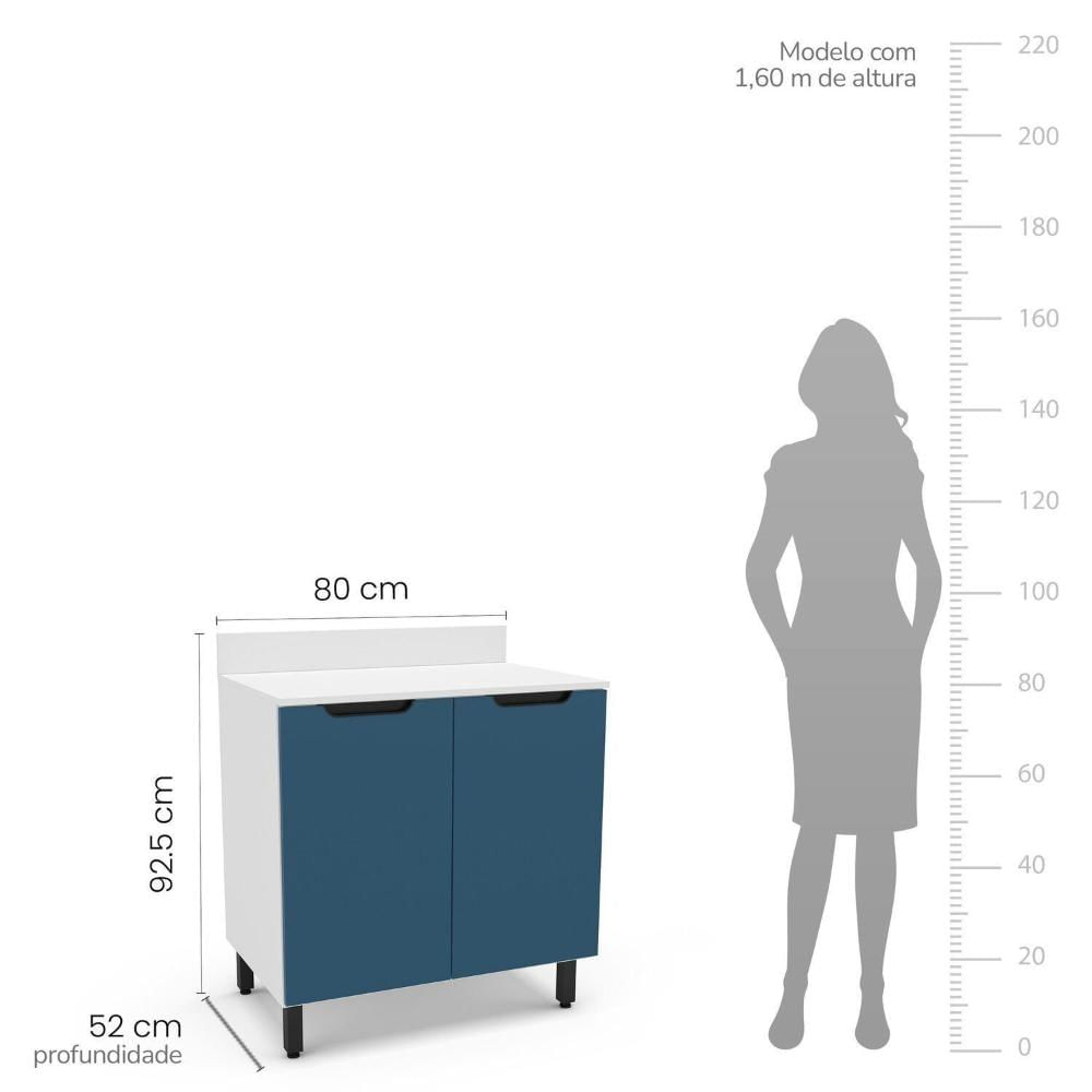 Cozinha Completa 5 Peças 224,5cmx270cm Meena Branco/Azul