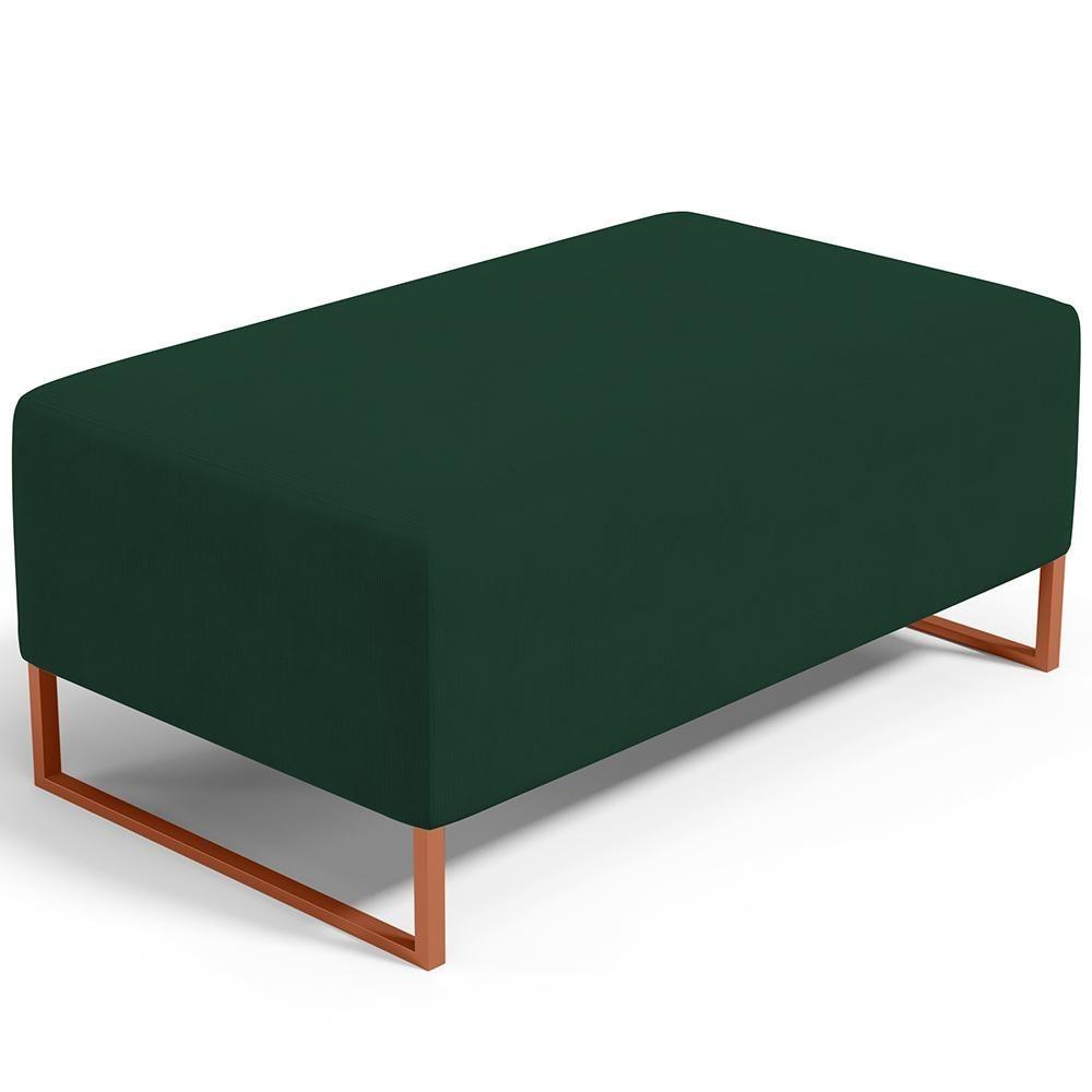 Miniatura Puff Decorativo Sala De Estar Cléo 90cm Base De Ferro Cobre W01 Suede Verde Musgo - Lyam Decor