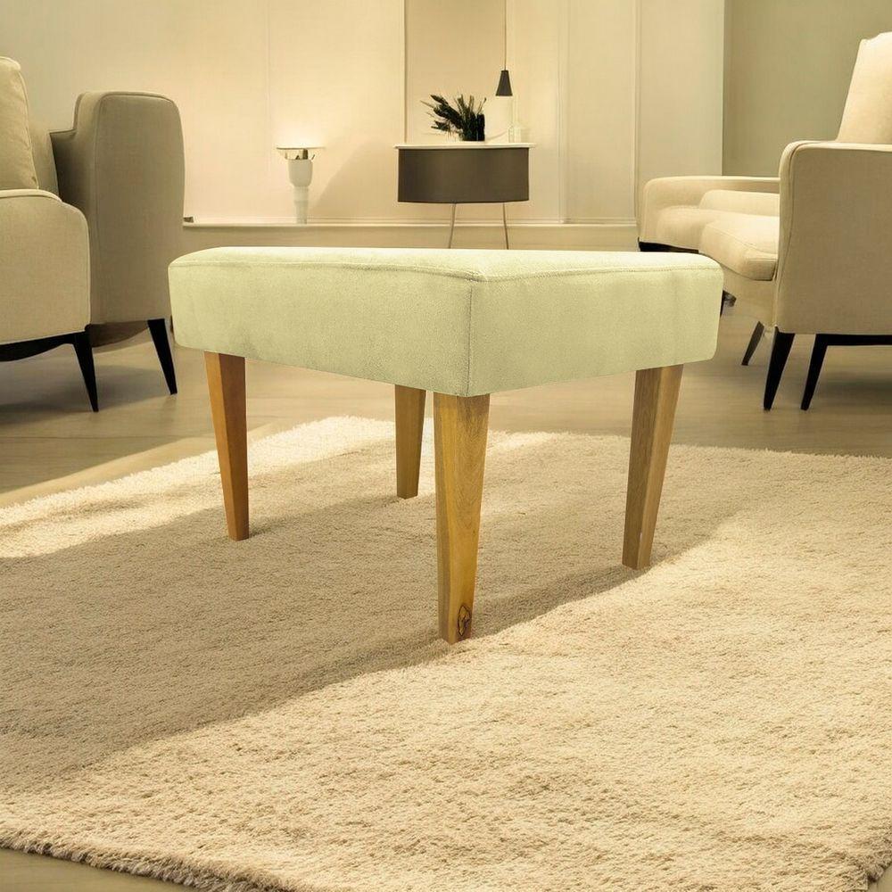 Miniatura Puff Decorativo Retangular Para Sala Recepção Charme Pé Trapézio Suede Cores