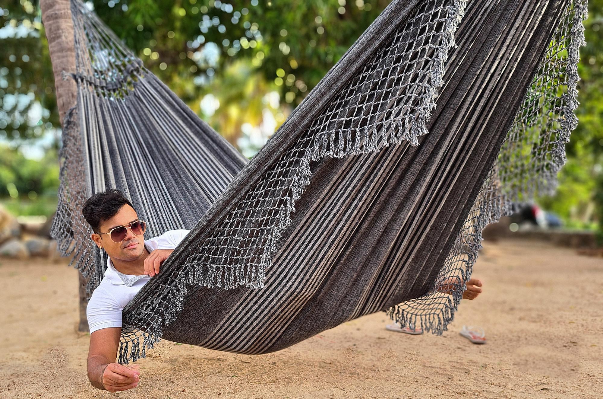 Miniatura Rede De Dormir Descanso Casal Super King Cinza Gigante