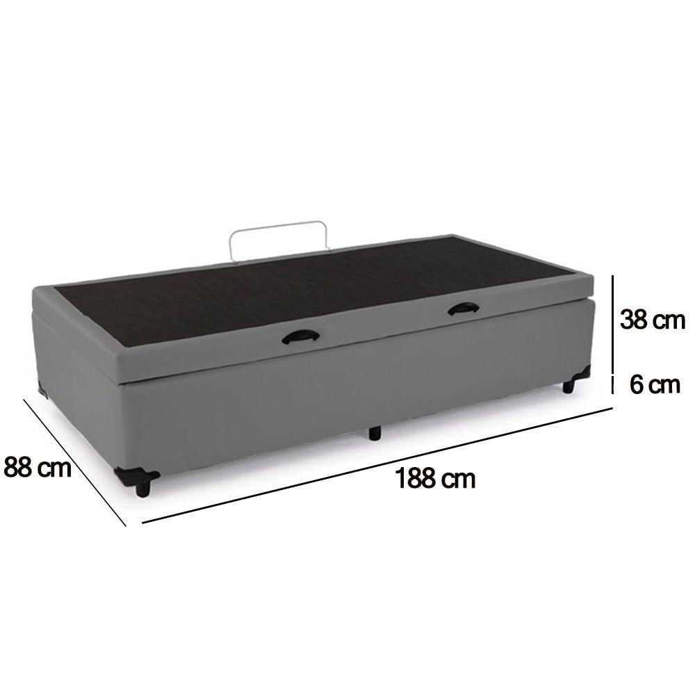 Miniatura Cama Box Baú Solteiro Sintético Sereneprime Cinza 88x188x44