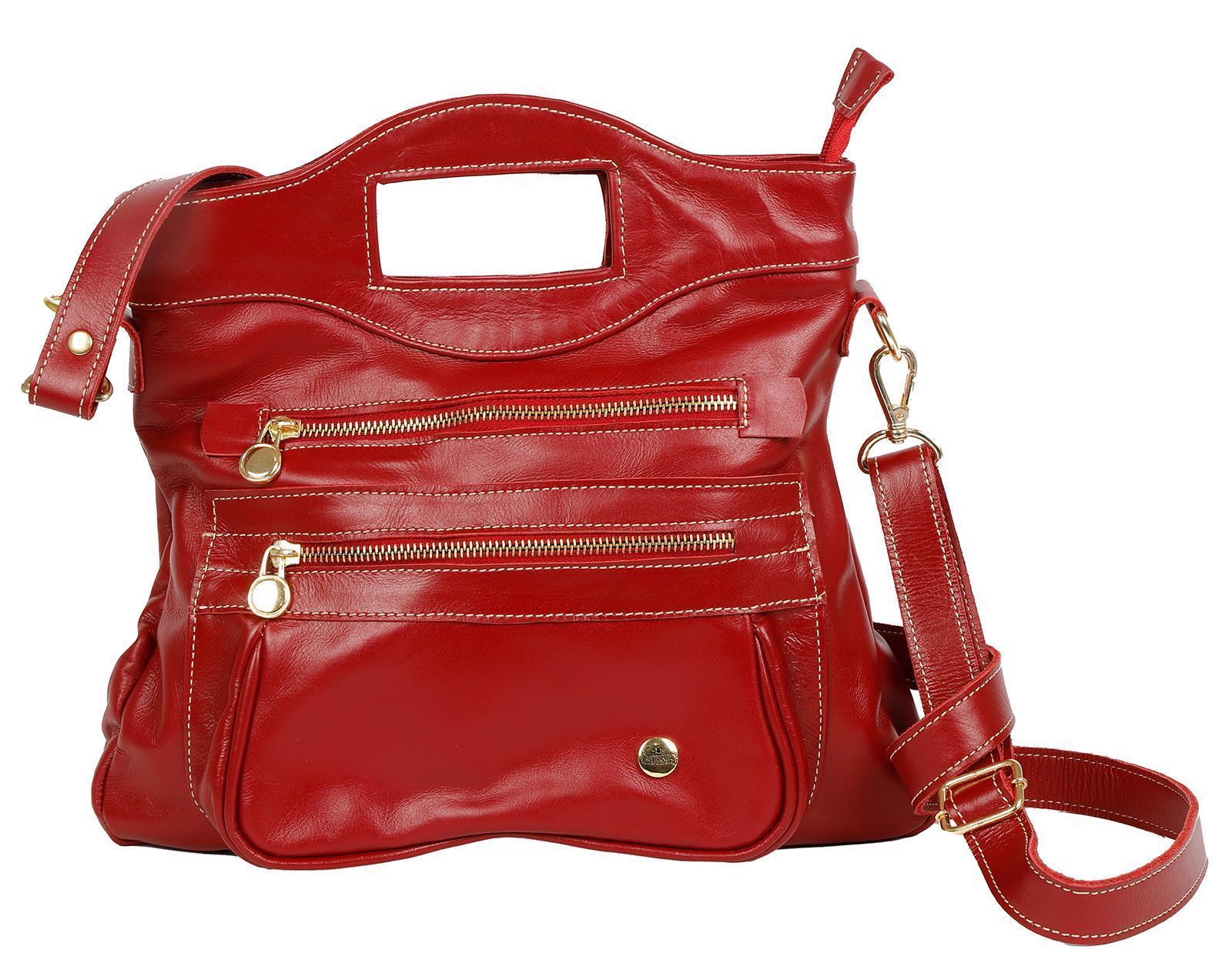 Miniatura Bolsa Transversal Feminina Luxo Em Couro Vermelha