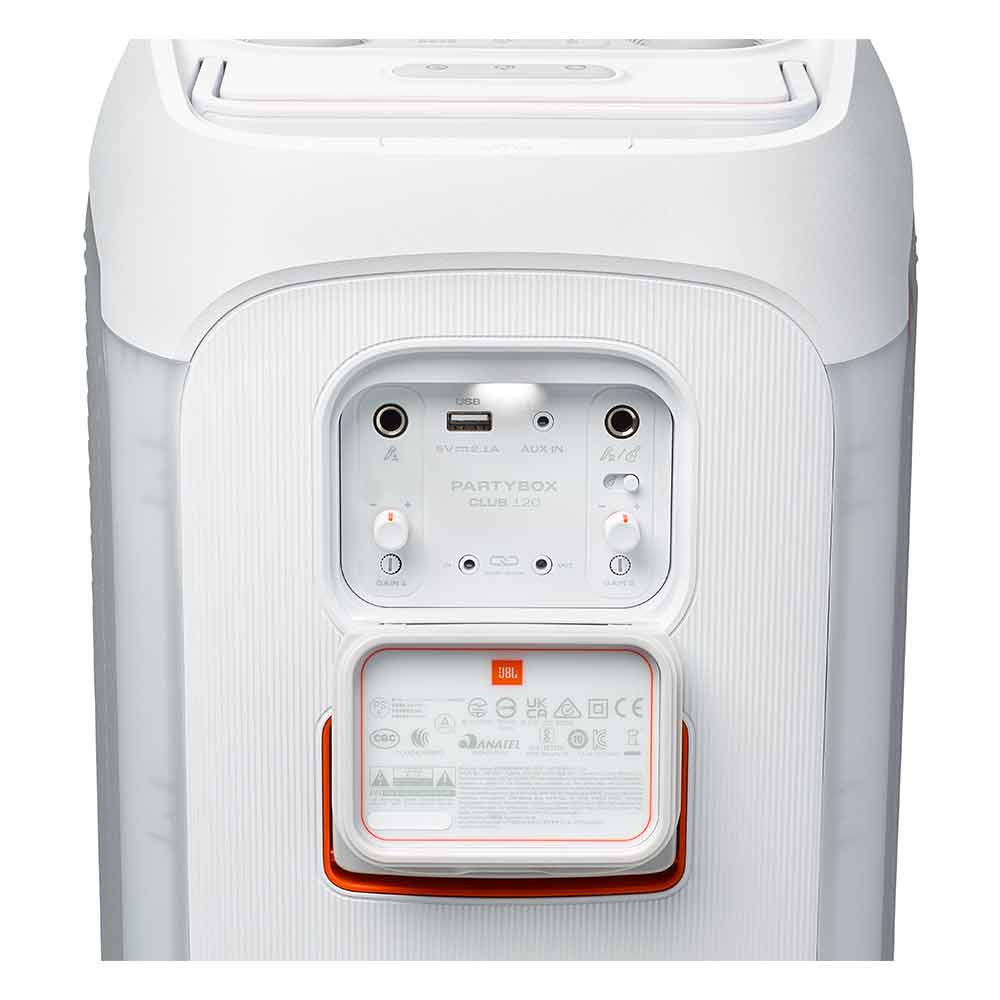 Miniatura Caixa Bluetooth JBL BATTERY 200 de Polímero íon-lítio de 34 Wh Branco e Laranja - JBLPBCLUB120SWBR Bivolt