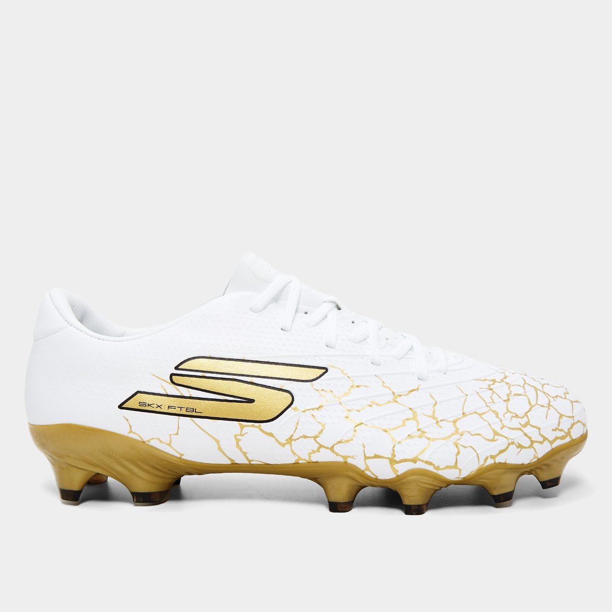 Miniatura Chuteira Campo Skechers SKX_01 Gold FG Masculina Branco+dourado - 38