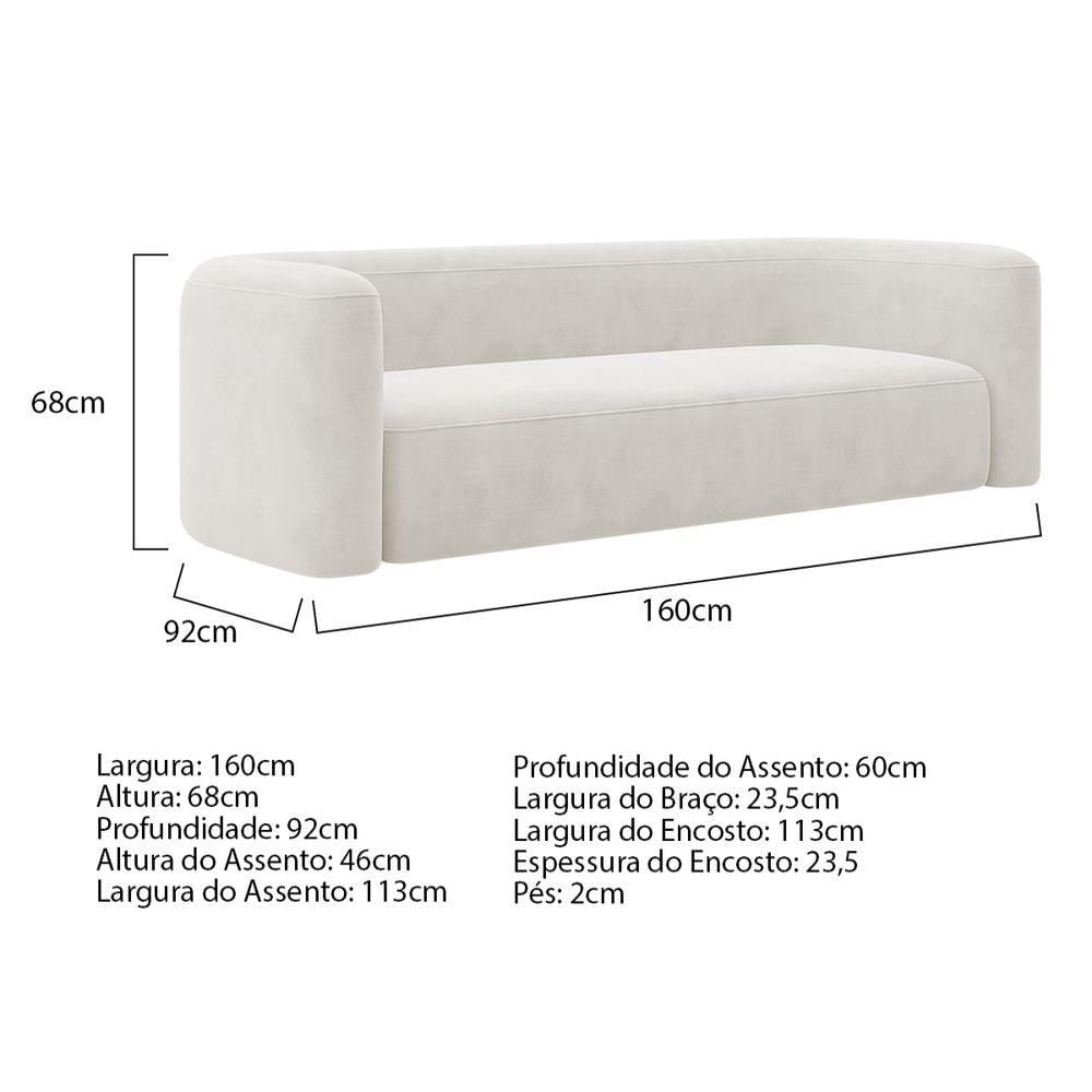Kit Sofá 2 Lugares 160cm E Poltrona Orgânica Luxo Recepção Melina Bouclé - Amarena Moveis Cor Branco
