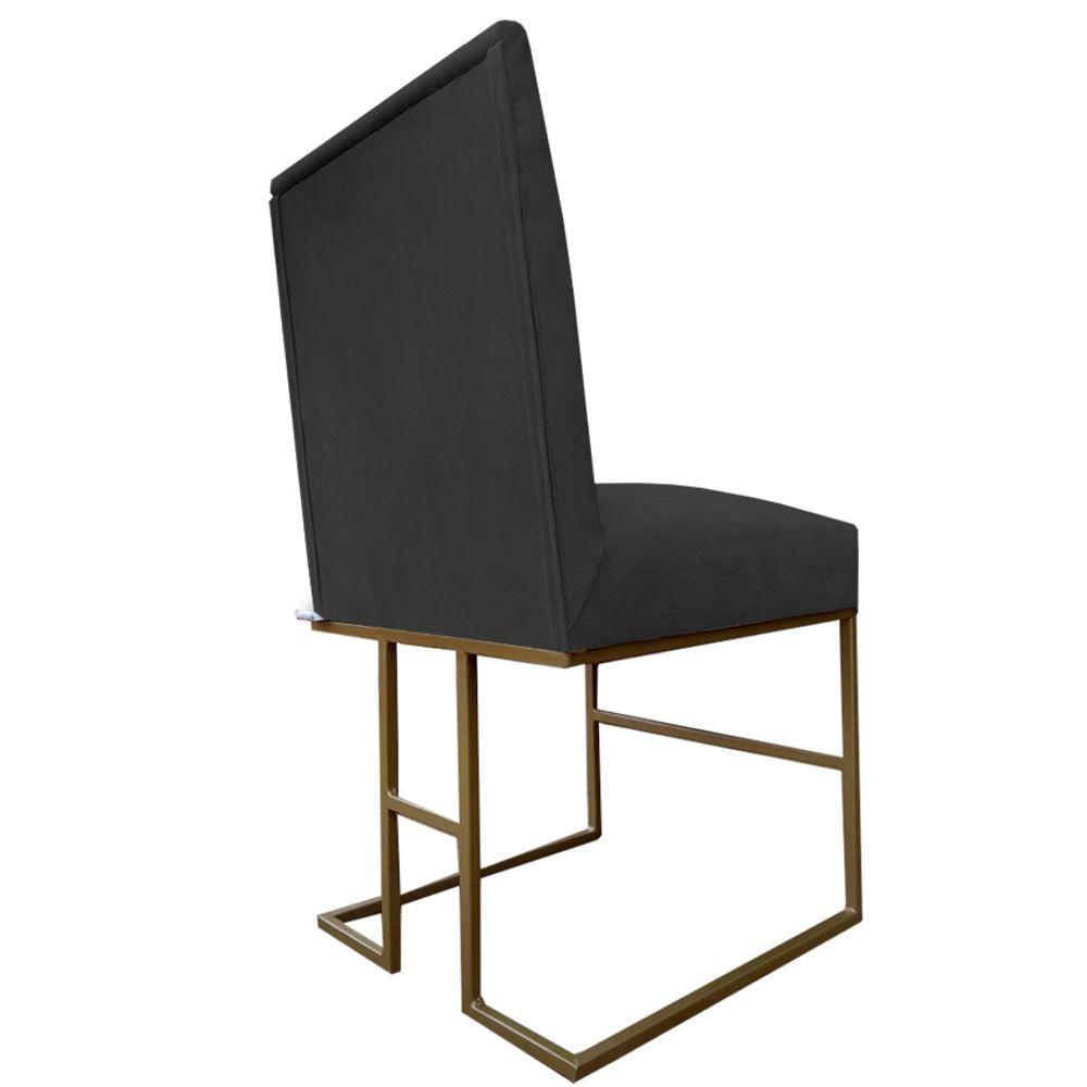 Miniatura Kit 06 Cadeiras De Jantar Madrid Base De Ferro Sued Grafite D'classe Decor