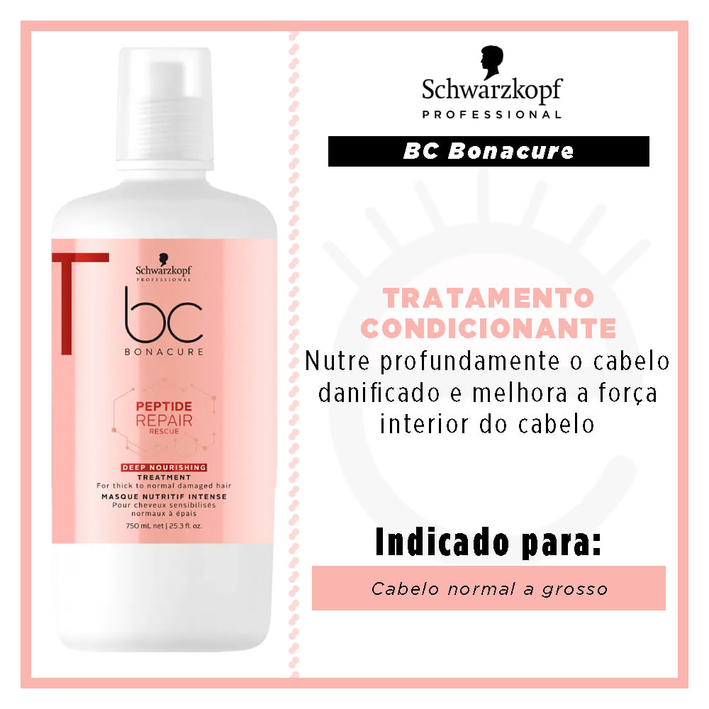 Miniatura Schwarzkopf BC Peptide Repair Rescue Deep Nourish - Tratamento Condicionante 750ml