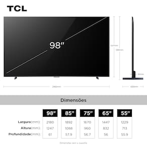 Smart TV 98” TCL 98C6K 4K QD-Mini LED Google TV 144Hz