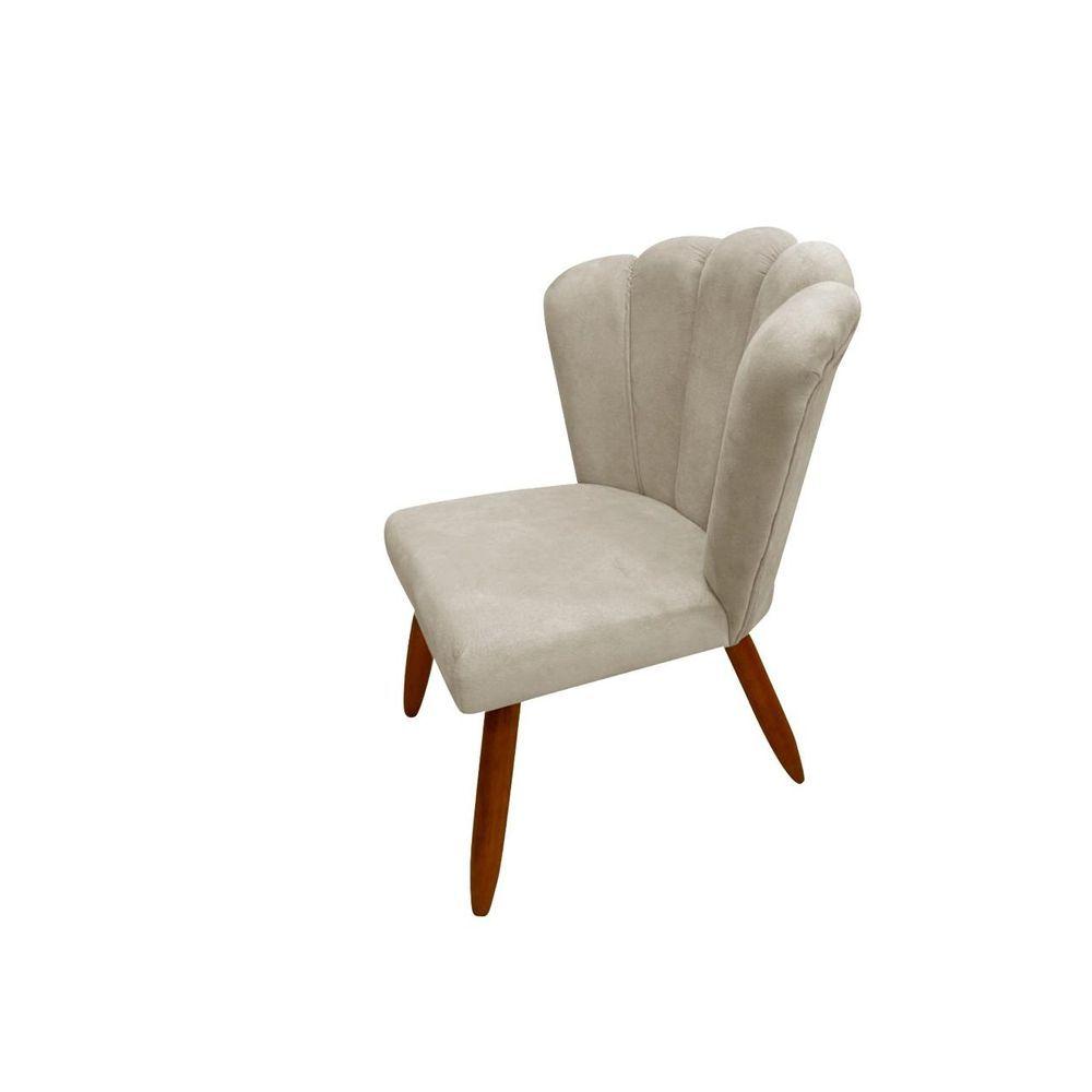 Poltrona Cadeira Pétala Penteadeira Dritex suede Bege