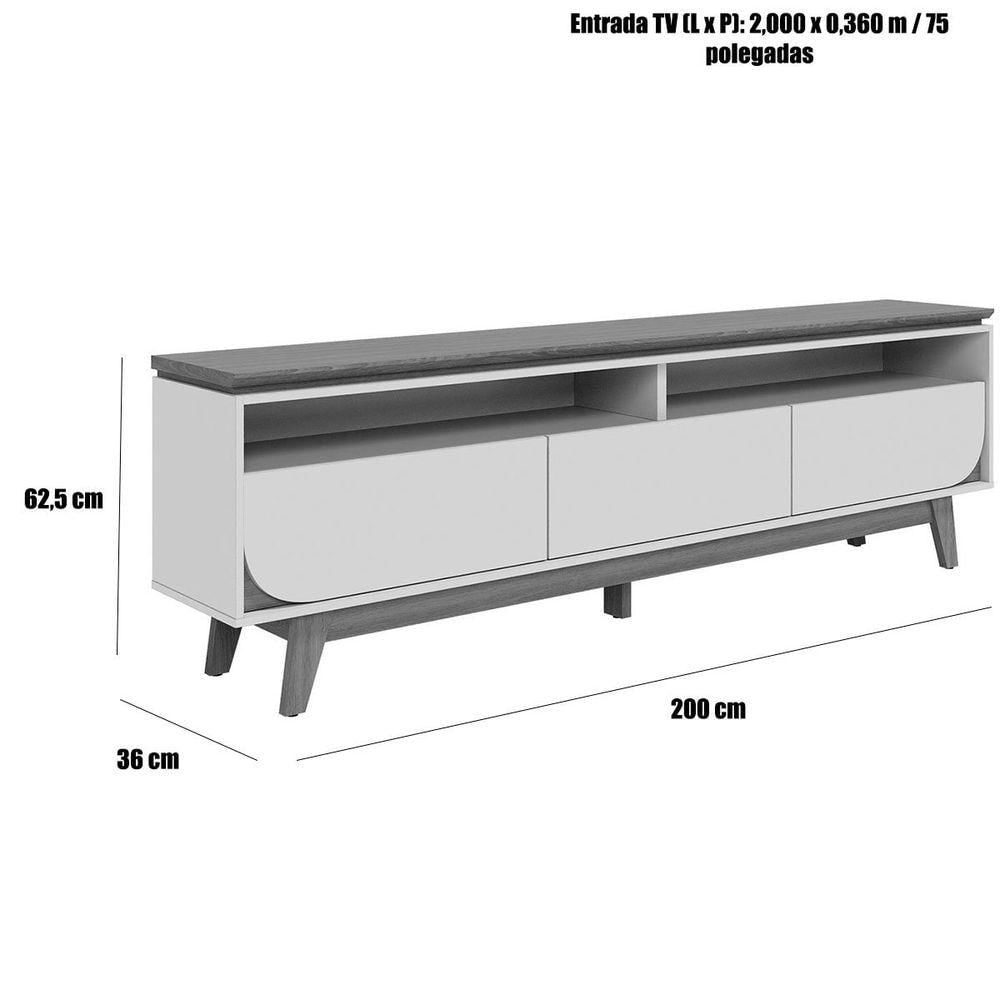Rack Bancada Serena 3 Gavetas Para Tv De 75 Polegadas Cumaru
