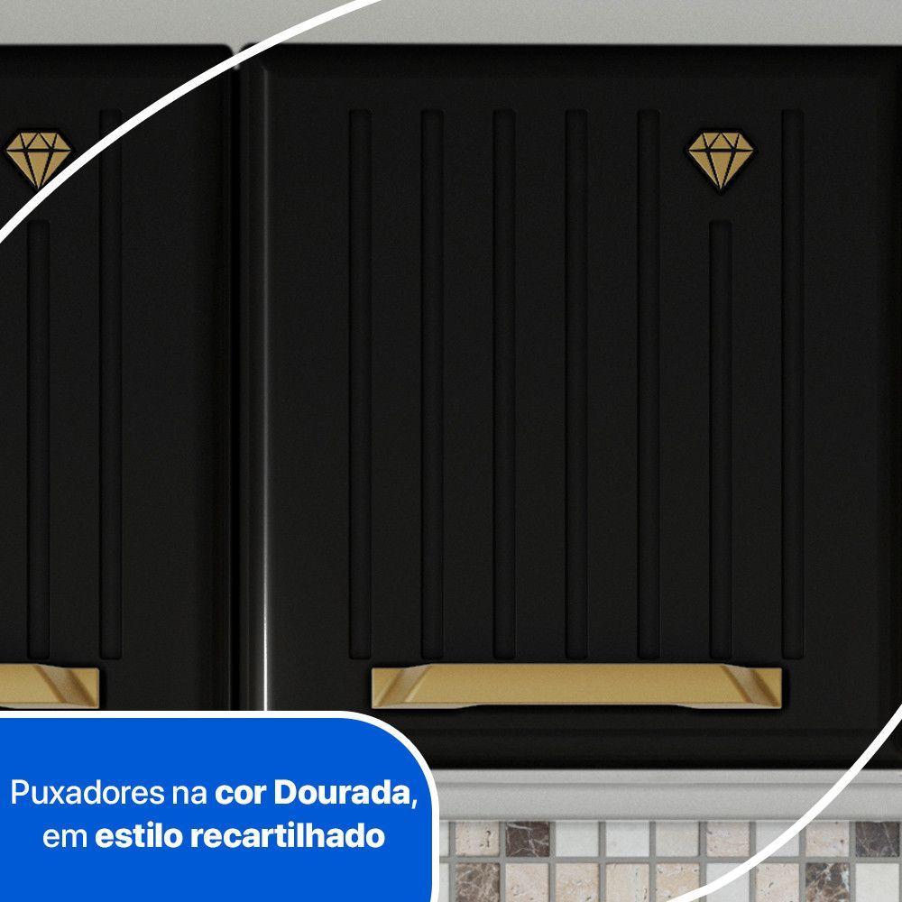 Cozinha Compacta Em L Diamante Smart Com 7 Portas 818409 Branco Com Preto