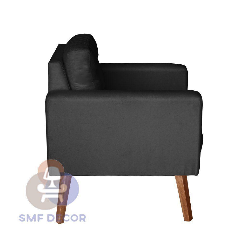 Miniatura Sofá-poltrona-cadeira Decorativa Glamour Dubai Com Pés Em Madeira Preto