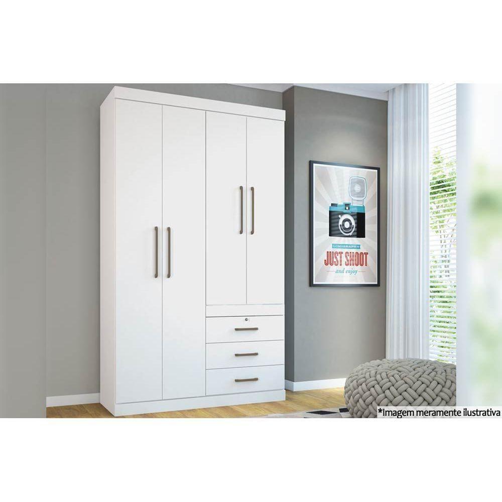 Miniatura Guarda Roupa 4 Portas E 3 Gavetas Havana Plus 4.3 Branco - Santos Andirá