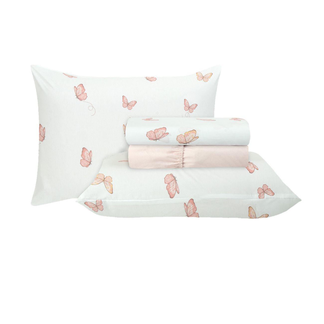 Miniatura Jogo De Cama Casal Sultan 180F Sonhare Prata Borboleta 4 Pçs