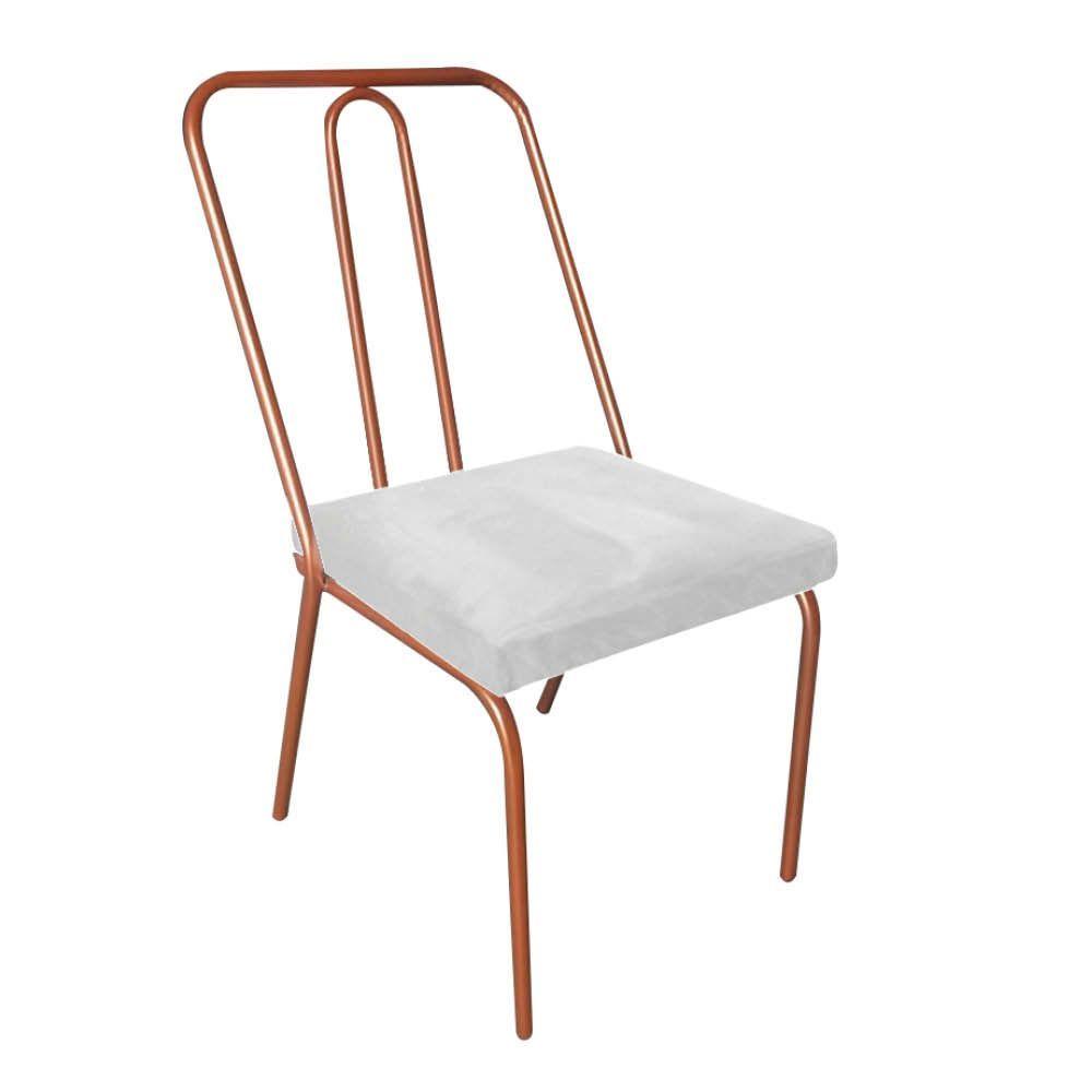 Miniatura Kit 03 Cadeira De Jantar Drika Ferro Bronze Sintético Branco - Amey Decor