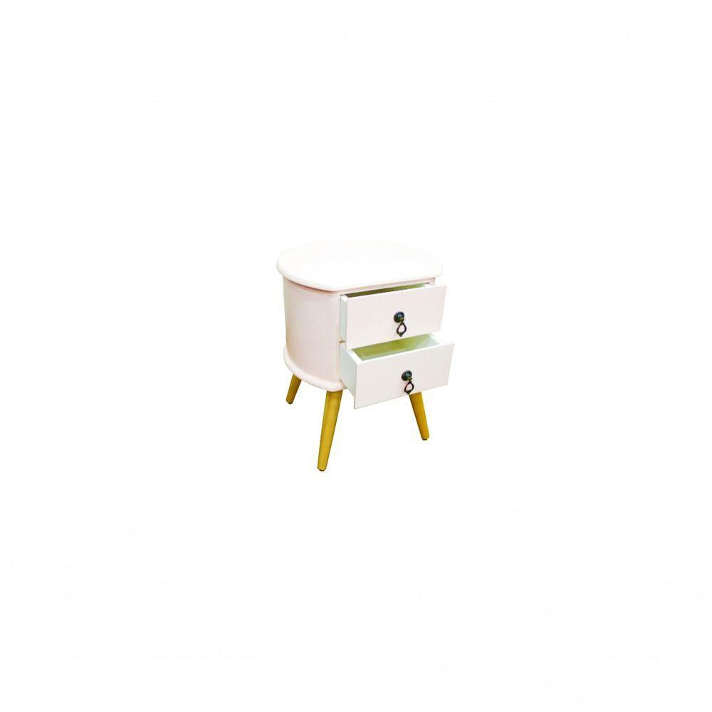 Miniatura Mesa Cabeceira Redonda Madeira Maciça Retrô Premium B3 rosa