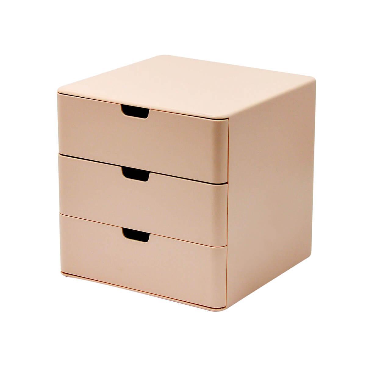 Miniatura Gaveteiro De Mesa Organizador Multiuso 3 Gavetas Rosa