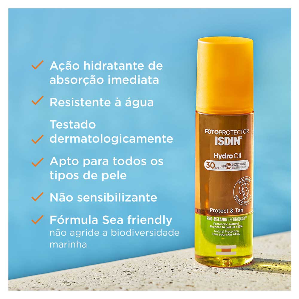 Miniatura Protetor Solar e Bronzeador ISDIN HydroOil FPS30 - 200ml