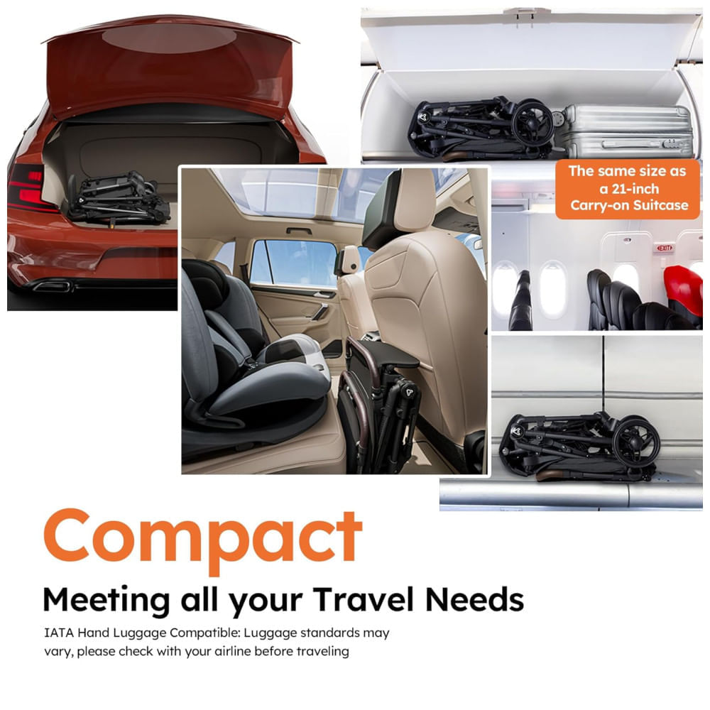 Miniatura Carrinho de Bebê de Viagem Ultraleve MAMAZING - Premiado, Compacto, Ideal para Aviões, Dobrável com uma Mão, 5,26 kg