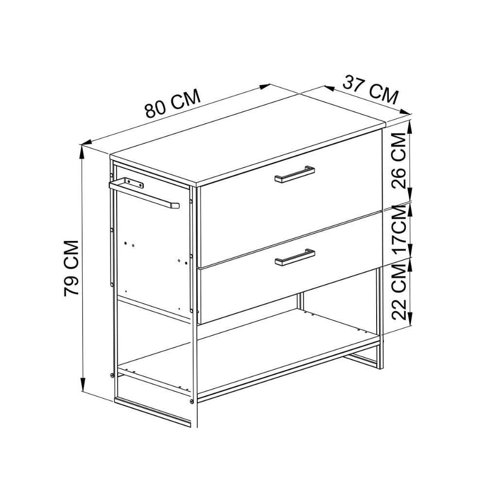 Balcão Para Banheiro Com Pés Em Aço 1 Porta E 1 Gaveta 80 Cm preto Com Grafite Preto Com Grafite