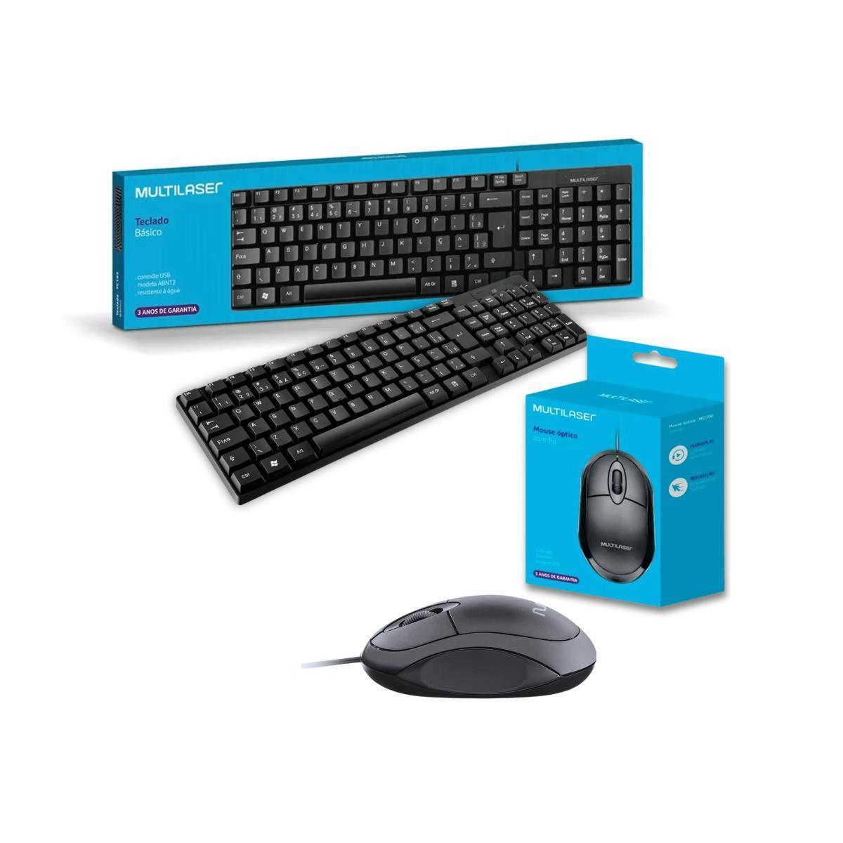 Miniatura Kit Multilaser Teclado + Mouse + Headset Usb Preto Office