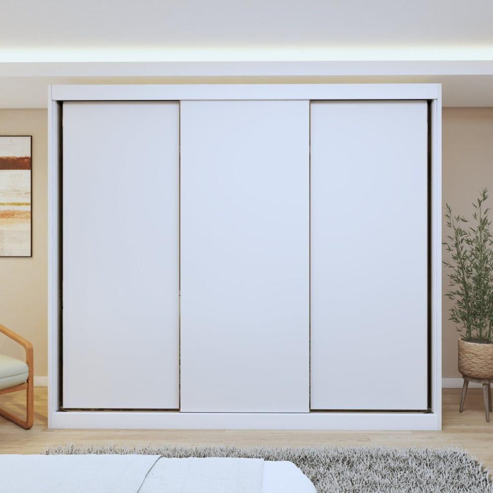 Guarda-roupas 3 Portas de Correr 100% Mdf Monte Rei Branco