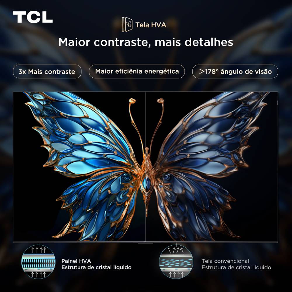 Miniatura Smart TV TCL 55 Polegadas QLED 4K P8K WiFi Bluetooth Google TV 144Hz HDR10+ Dolby Atmos Vision 55P8K
