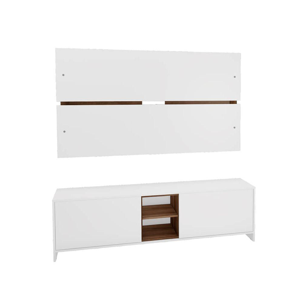 Miniatura Conjunto Rack E Painel Para Tv 65" 160cm Branco Madeirado