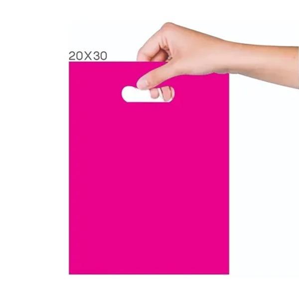 Miniatura Kit 40 Sacolas Plástica Rosa 20X30Cm Com Alça Resistente