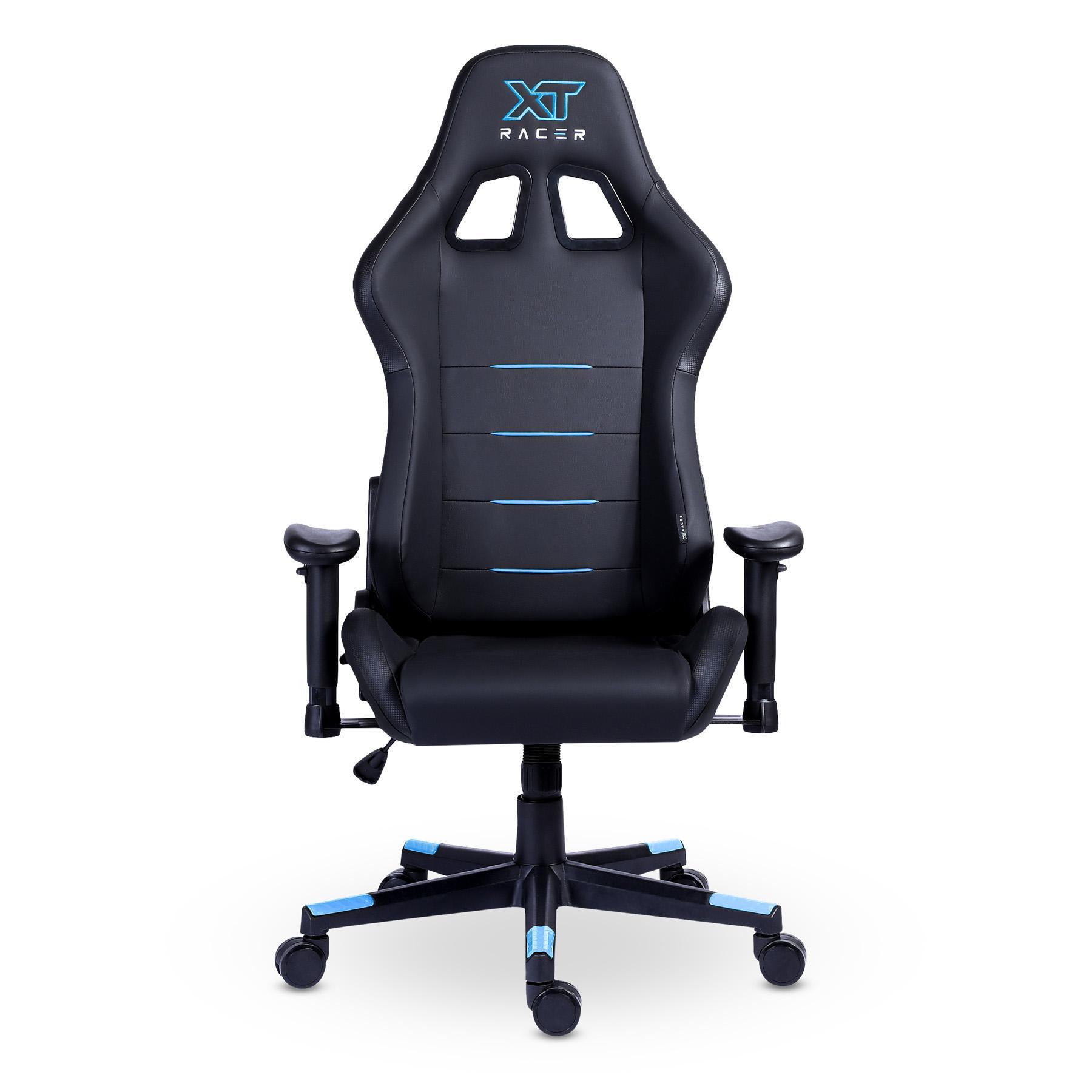 Miniatura Cadeira Gamer XT Racer - Preta/Azul, Estof. PU, Braço 2D