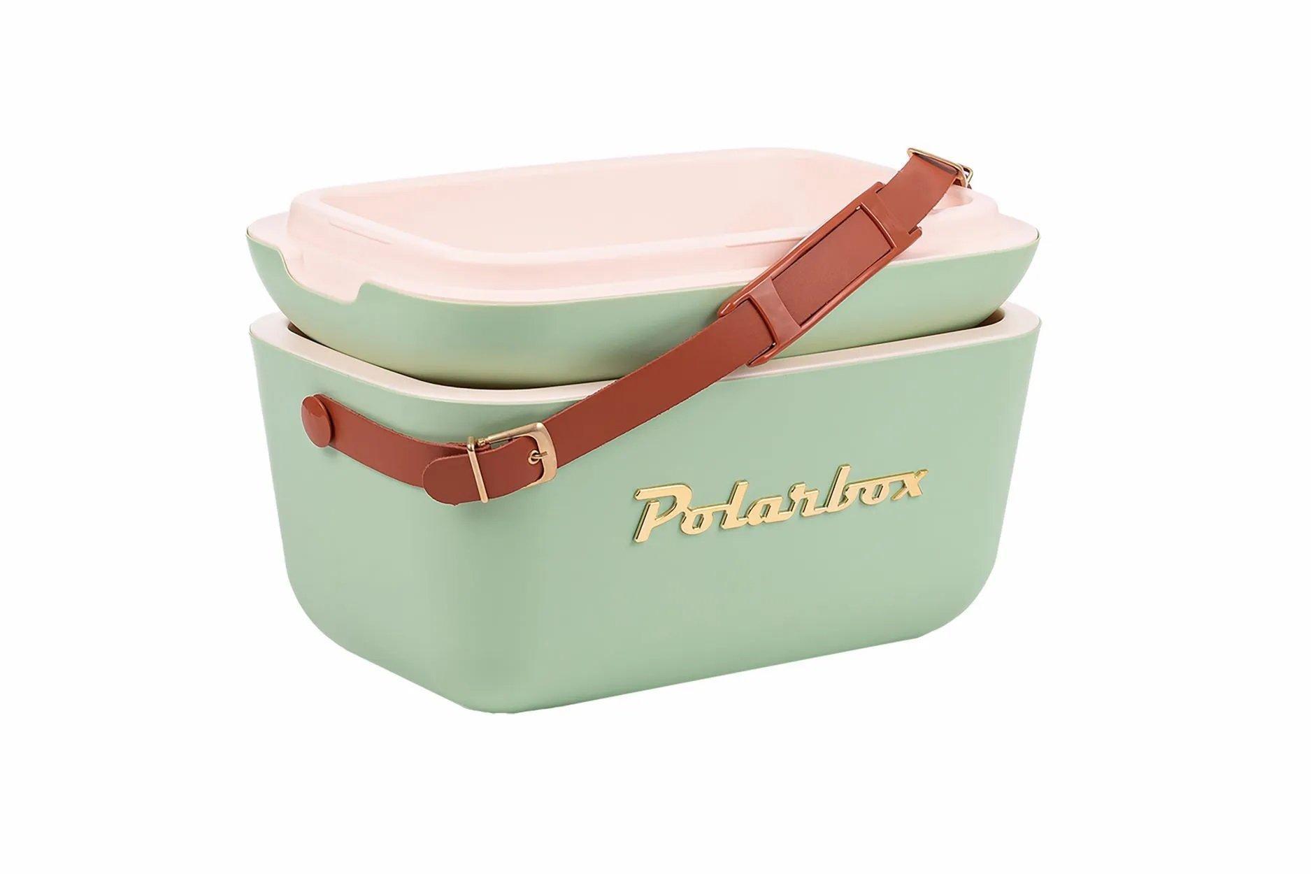Miniatura Bolsa Térmica Cooler Retrô Com Alça Em Couro 12 Litros Verde