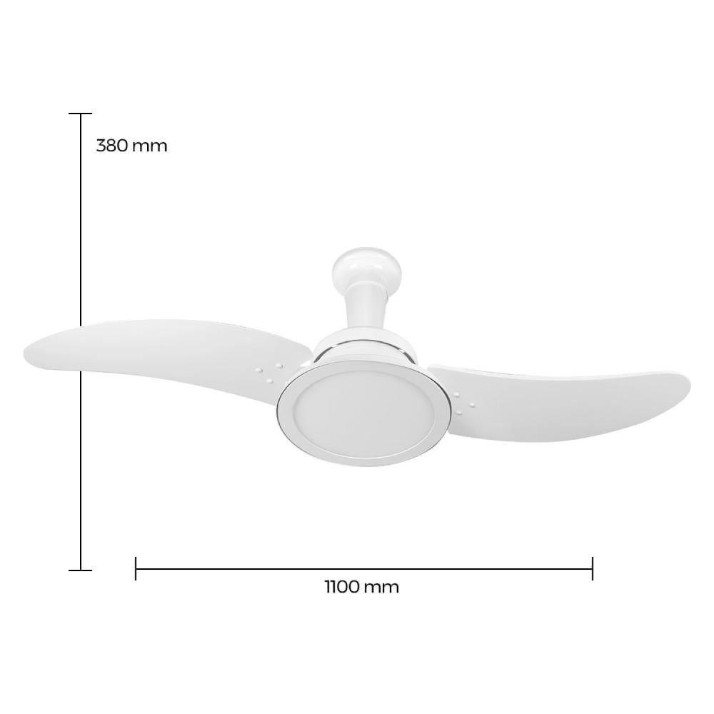 Miniatura Ventilador de Teto 2 Pás 220V Euro Led Tron Ventiladores Branco