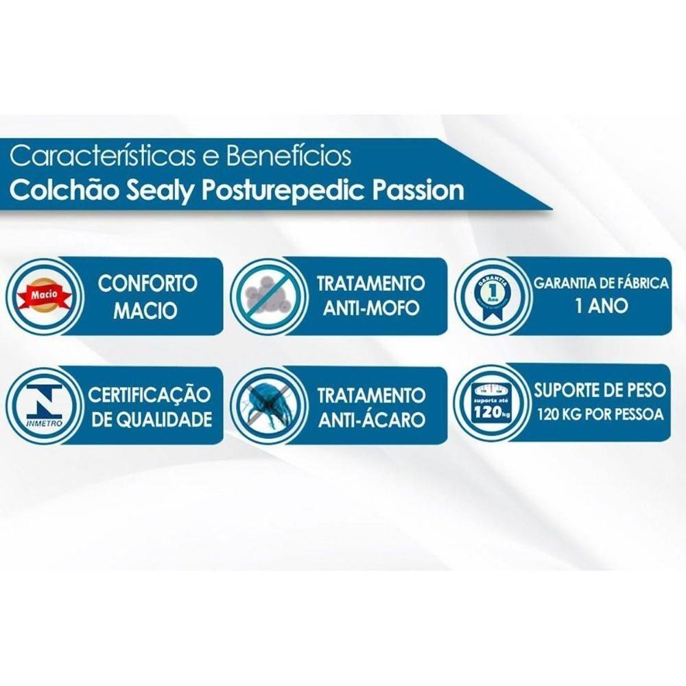 Miniatura Cama Box King: Colchão Molas Sealy Posturepedic Passion + Base Crc Suede Black(193X203)