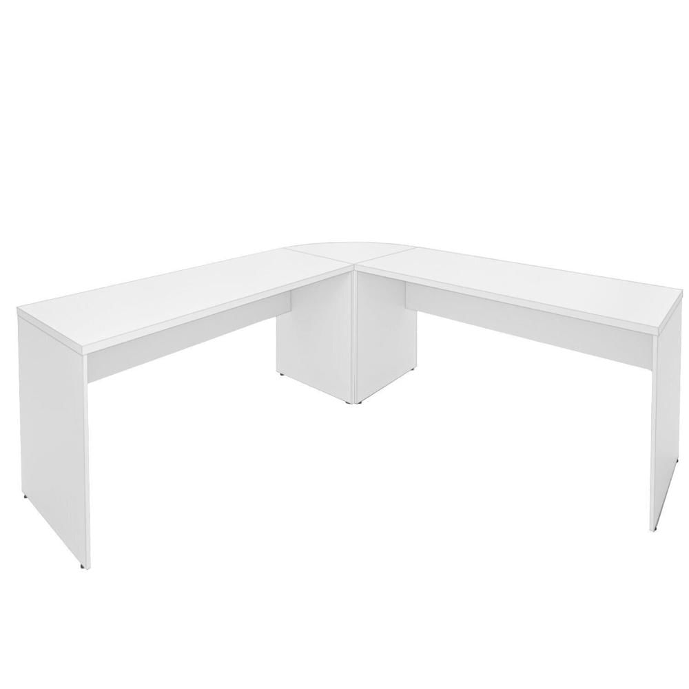 Mesa Escrivaninha em L Canto Arredondado 140x60cm Branco