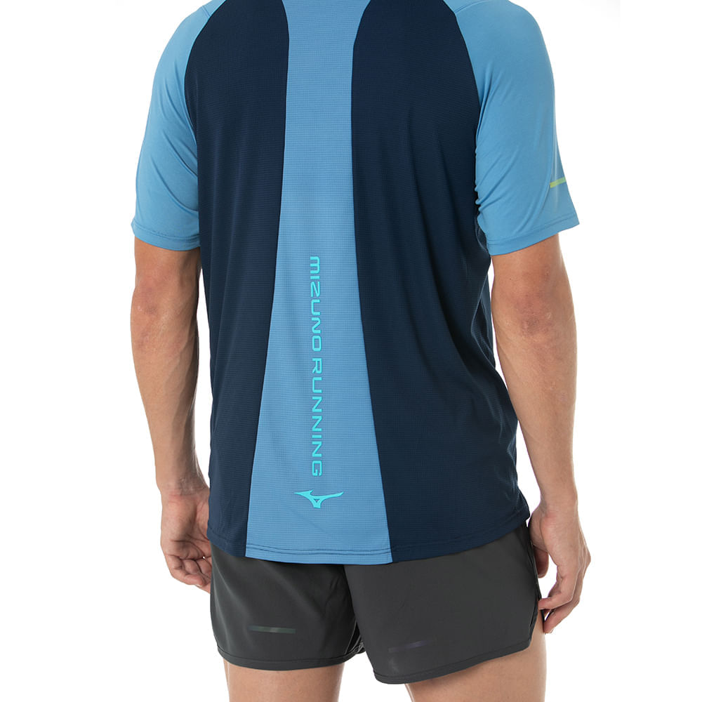 Miniatura Camiseta de Corrida Masculino Mizuno High 2 G Azul
