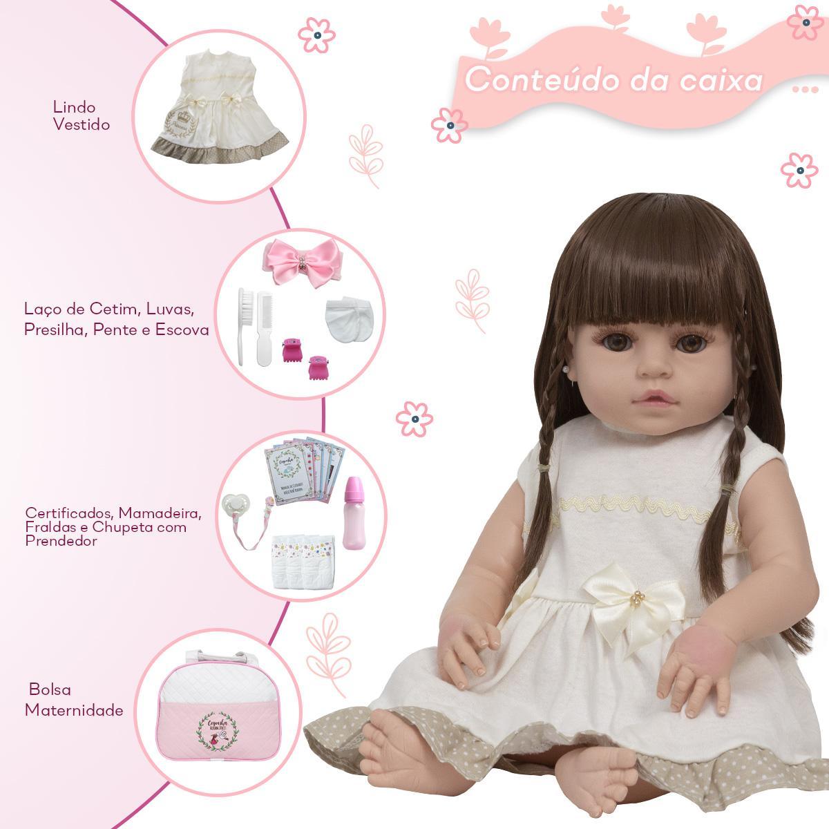 Miniatura Bebe Reborn Realista Menina Linda Com Bolsa Enxoval Completo