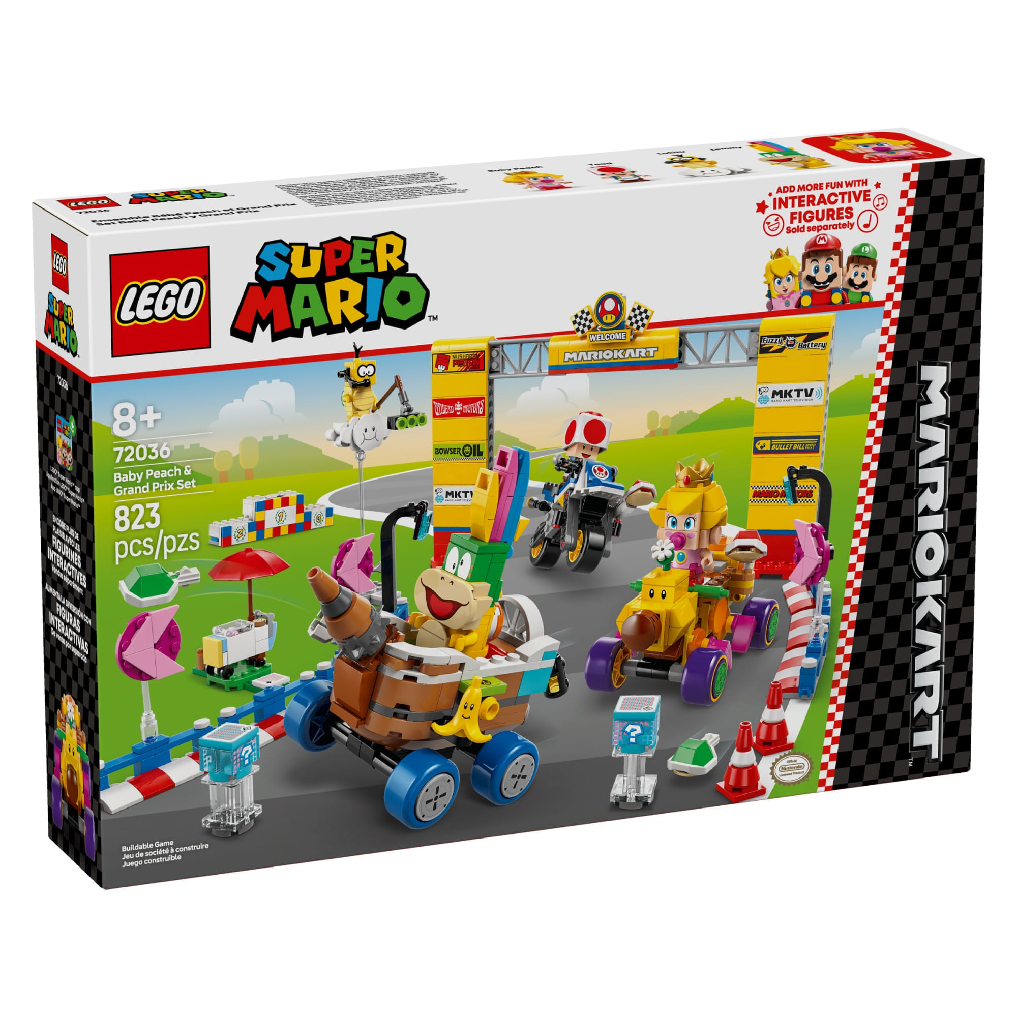 Miniatura LEGO Super Mario - Mario Kart™ – Baby Peach e conjunto Grand Prix